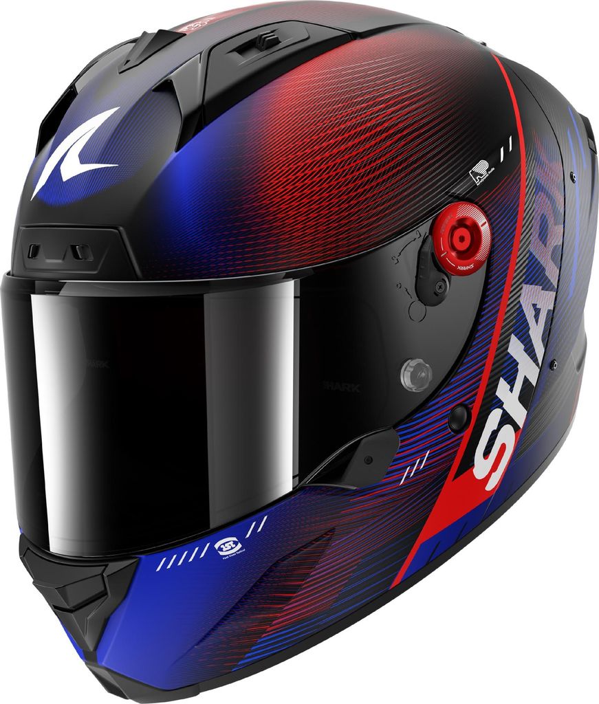 Shark Aeron Speed Tech Carbon Helm, schwarz matt/rot/blau, S (55/56)