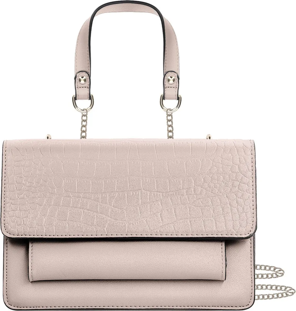 Sac à bandoulière beige Gallantry avec une chaîne chic en métal doré