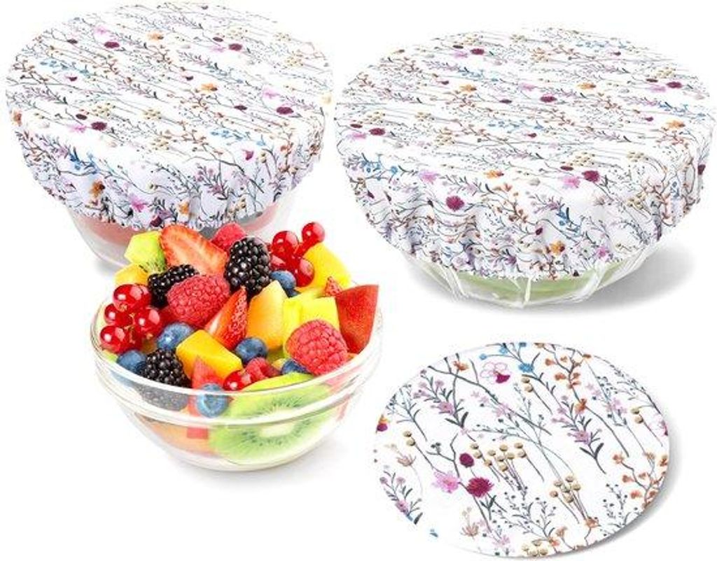 3er-Set wasserdichte Stoffbeutel, elastische Bänder, reißbare Deckel, für Glaswasserkocher, 3er-Pack, Floral B