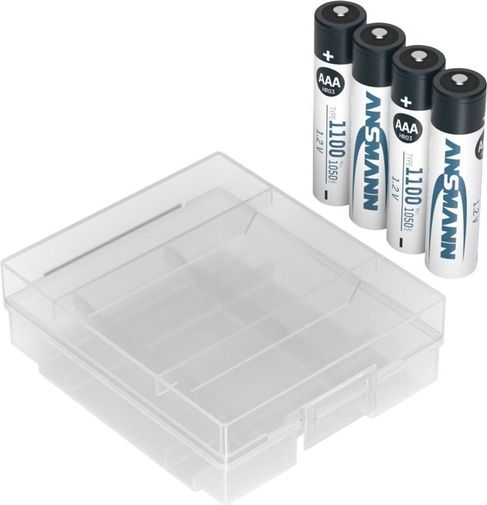 Ansmann NiMH Akku Micro AAA Typ 1100, min. 1050 mAh, 1,2 Volt, 4er Sparpack inkl. Batteriebox, perfekt für den alltäglichen Gebrauch
