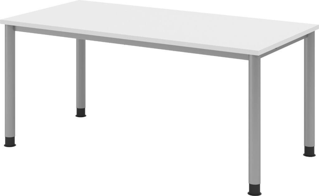 bümö Schreibtisch Serie-H Gestell: Silber - Nachbildung: Weiß, Größe: 160 x 80 cm