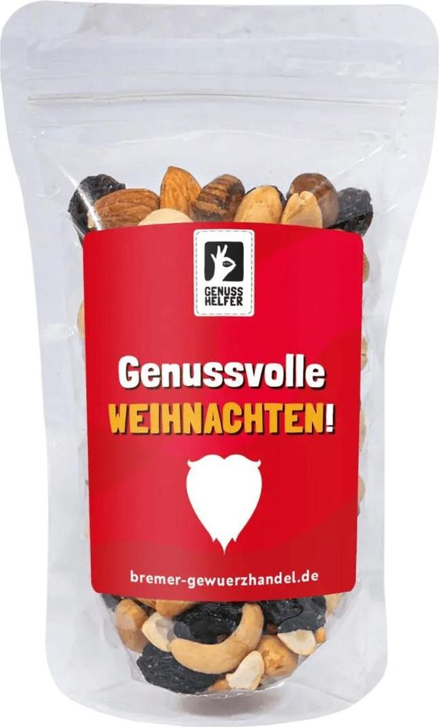 GeNUSSmischung GeNUSSvolle Weihnachten, Nussmix, Studentenfutter mit Spruch, 175g