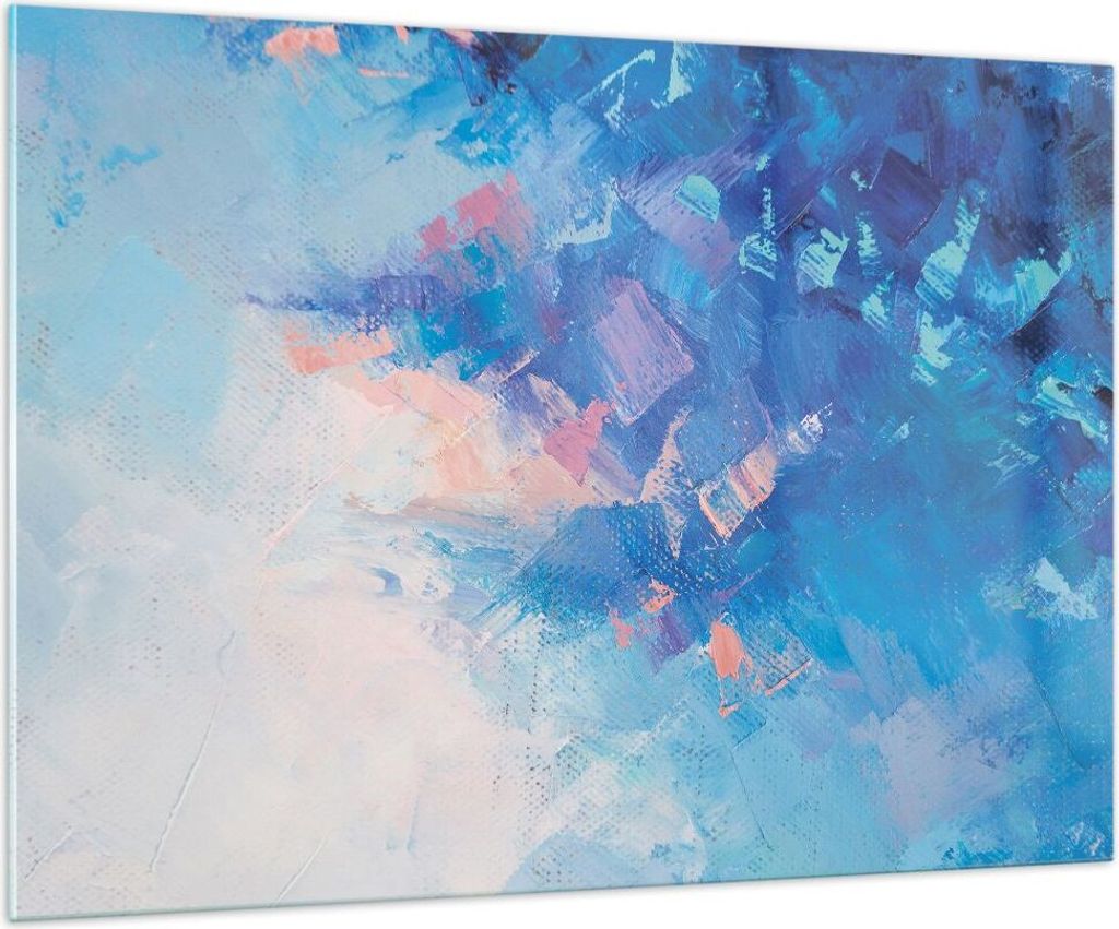 Bilder auf glas - Einteilig - Abstraktion blau gemalt - 100x70cm - Glasbilder - Wandbilder - Bilder - zum Aufhängen bereit - Wanddekoration aus Gl...