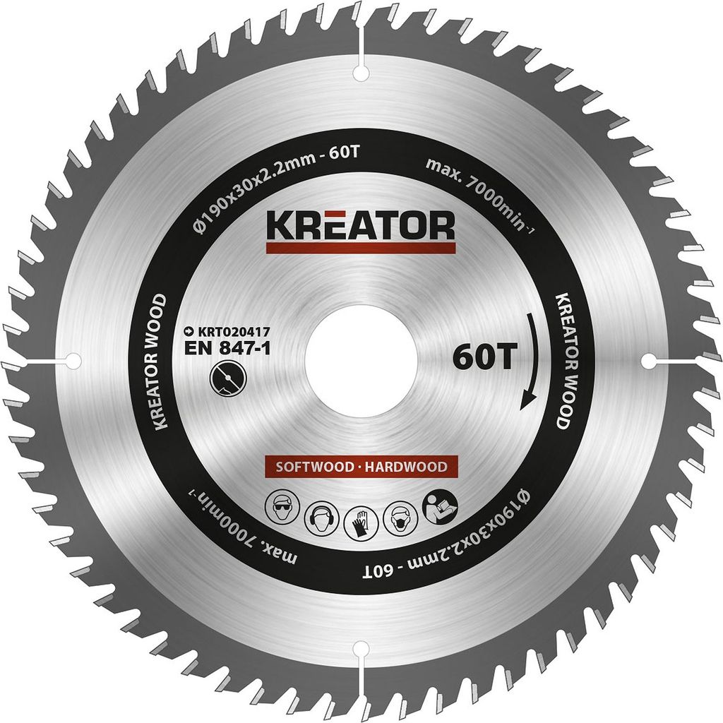 Kreator 190x30x2.2 Mm 60t Kreissägeblatt Für Holz    One Produktbild 