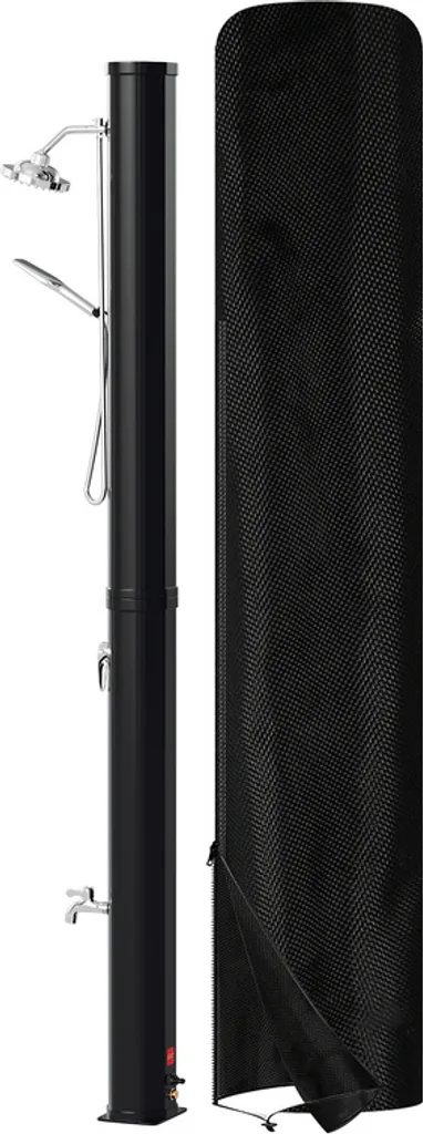 Doccia solare Clanmacy 20-60 litri | soffione orientabile e doccetta | nero/argento | fino a 60 °C | con tubo da giardino