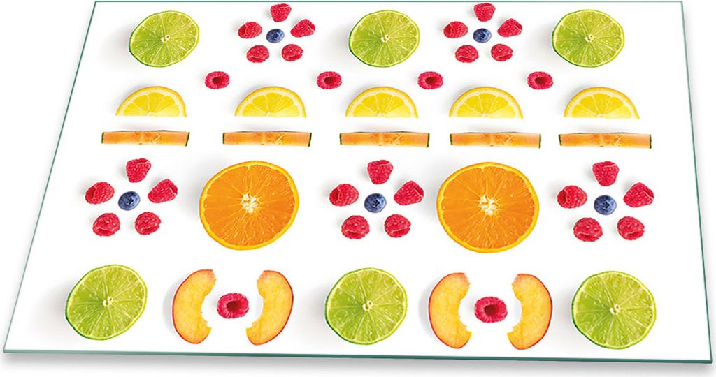 Herdabdeckplatte Glaskeramikkochfeld-Abdeckung Spritzschutz Glas Universal 80x52 Obst Bunt