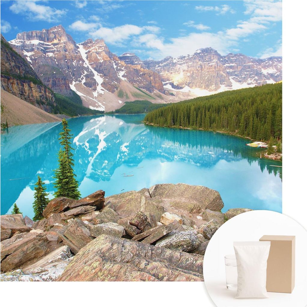 Fototapete - Wandbilder für Wohnzimmer - 250x250 cm - Dekorative Wandfolie - Modernes Design für Wanddekoration - Tapeten für Innenräume - Blau...