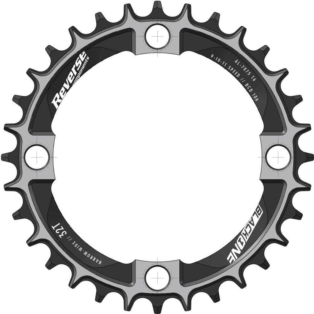 Reverse Narrow E-Bike Kettenblatt 1x10,11,12 - fach 32 Zähne 104mm schwarz