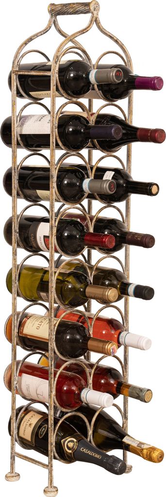 Flaschenhalter aus Schmiedeeisen mit antikiertem weißem Finish L25×15×105 cm