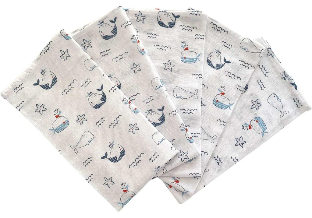 Stoffwindel 70x70 cm Meer - Wale (5er Pack)