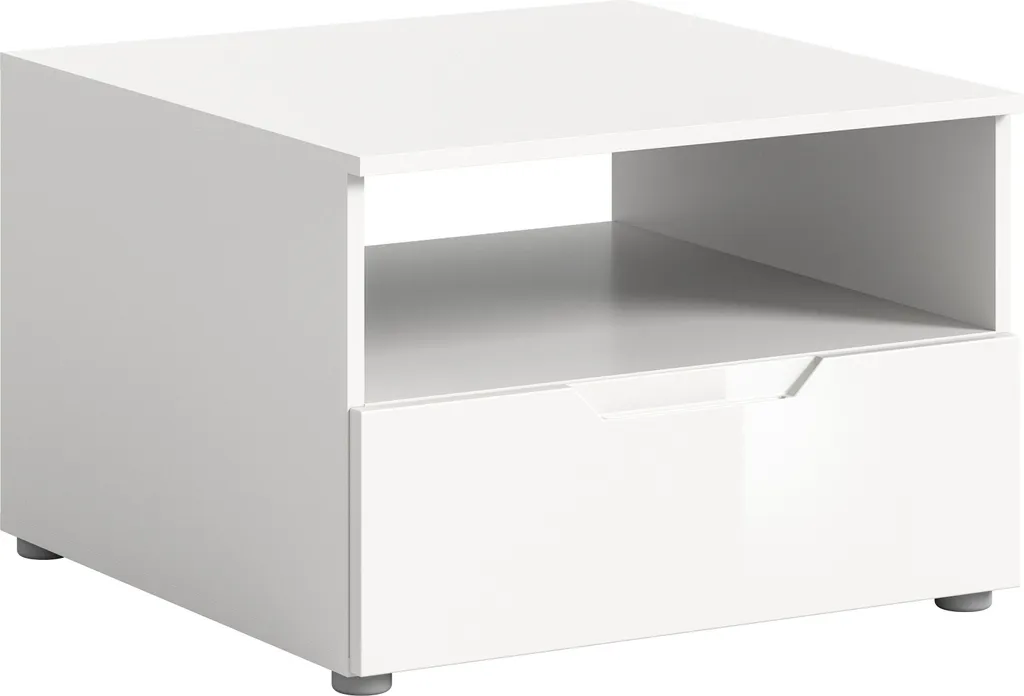 Solero table basse avec 1 tiroir et étagère blanc brillant moderne
