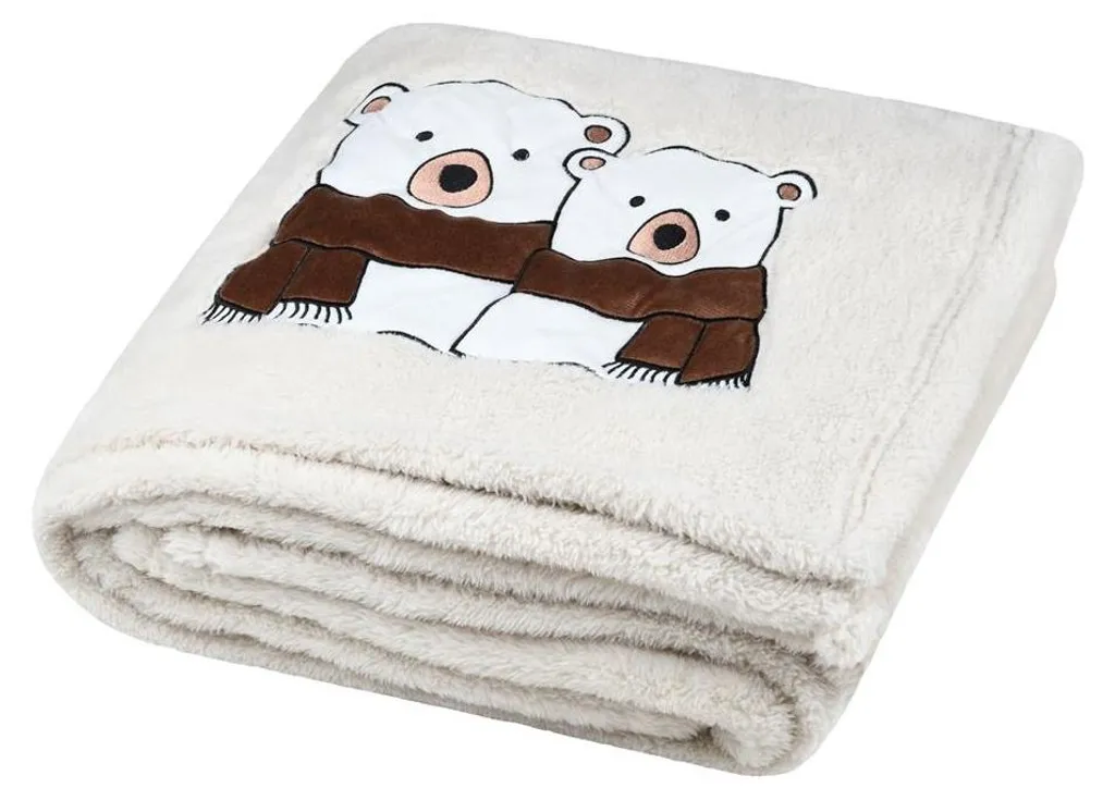Plaid Moelleux Effet Fourrure Couple d'Ours - Couverture Chaude 180cm