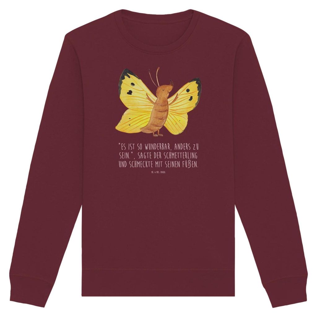 Mr. & Mrs. Panda Baumwoll Pullover Schmetterling Zitronenfalter Größe M - Burgundy - Geschenk, Lustige Sprüche, Fakt, Sweater, Liebe, Schmetterl...
