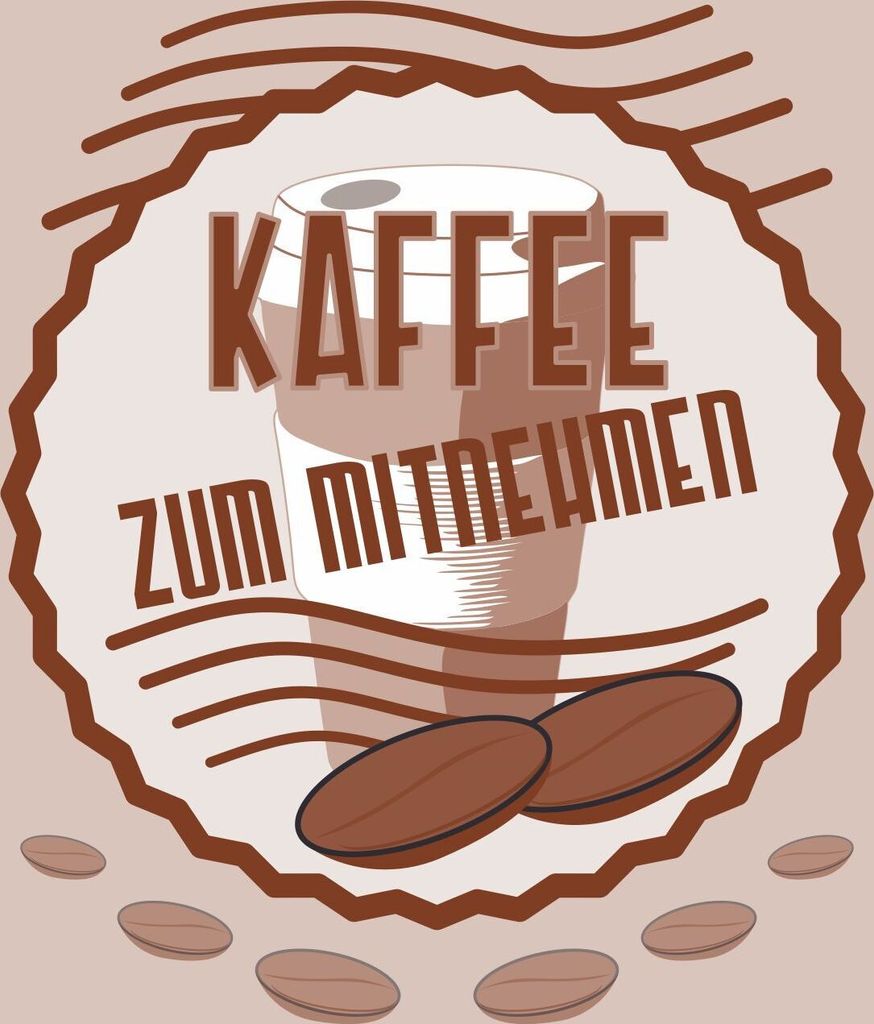 Verkaufsschild Schild Kaffee Mitnehmen Hochkant A5 Rückseite selbstklebend