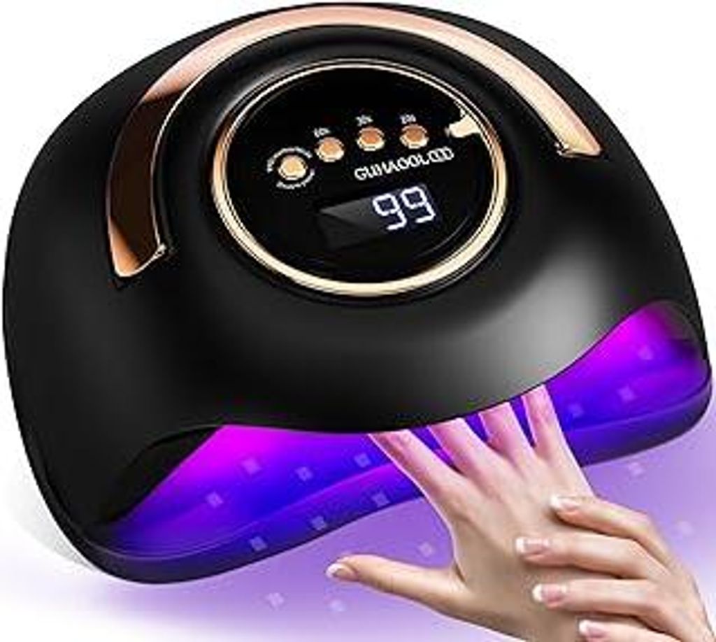 GUHAOOL 180W Nageltrockner Lampe, UV Lampe für Gelnägel,UV Lampe Nägel Professionelle mit Griff,4 Timer Einstellungen,Sensor LCD Display,Abnehmb...
