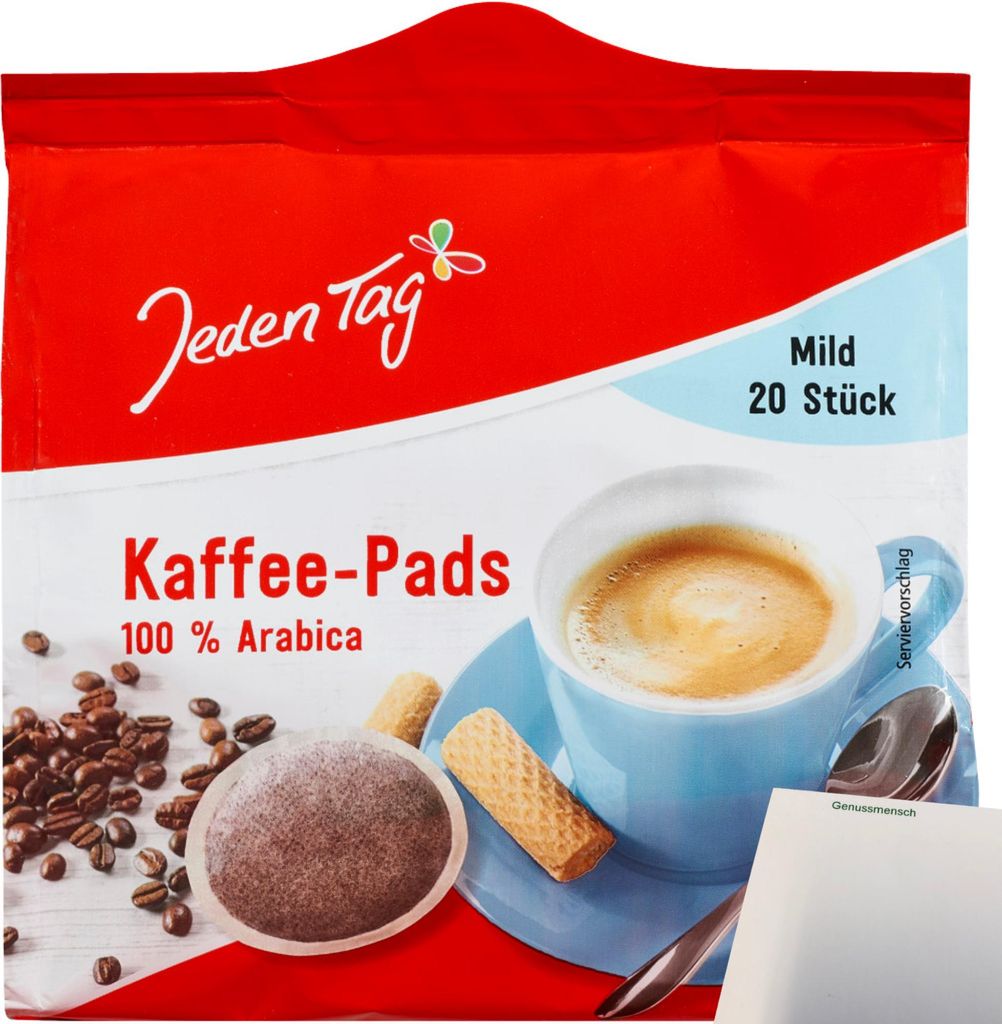 Jeden Tag Kaffeepads Mild 20 Portionen (140g Packung) + usy Block
