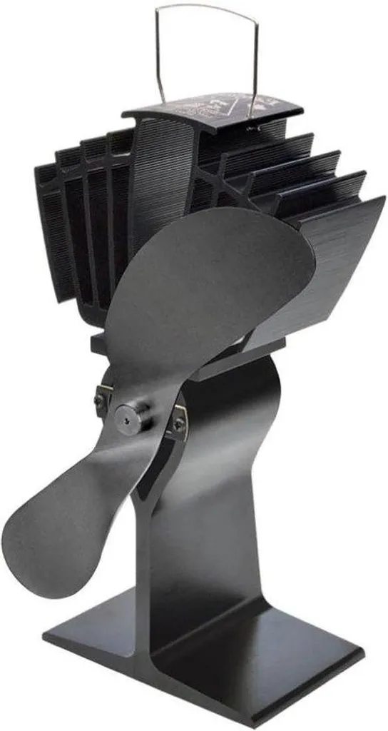 Ventilateur poêle à bois double lame robuste auto-alimenté noir