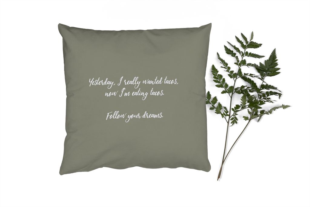 MuchoWow Zierkissen Sofakissen Wohnzimmer Dekokissen 60x60 cm Gestern wollte ich unbedingt Tacos - Zitate - Taco-Liebhaber - Sprichwörter - Sitz...