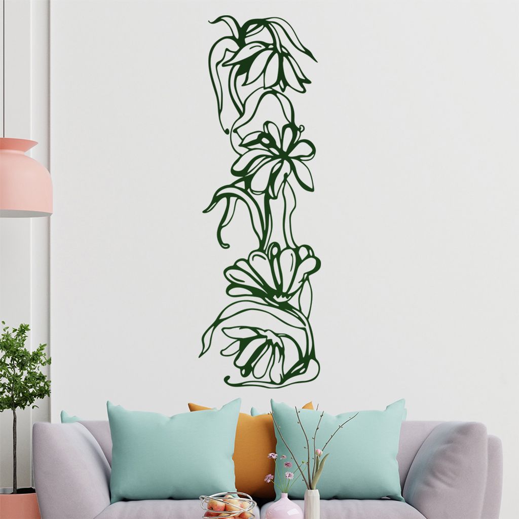 Blumen - Ranken Wandtattoo in 6 Größen - Wandaufkleber Wall Sticker - Dekoration, Küche, Wohnzimmer, Schlafzimmer, Badezimmer