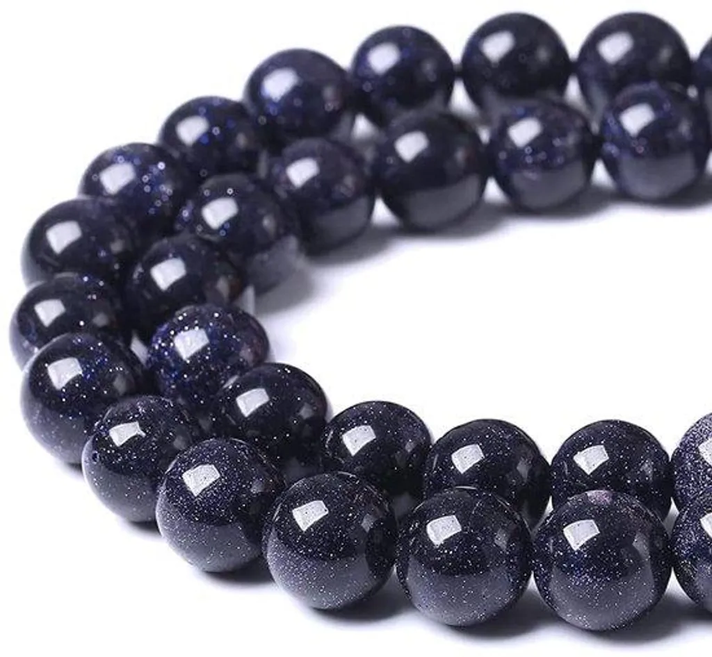 Perles rondes bleues 10 mm en pierre naturelle, perçage précis bijoux