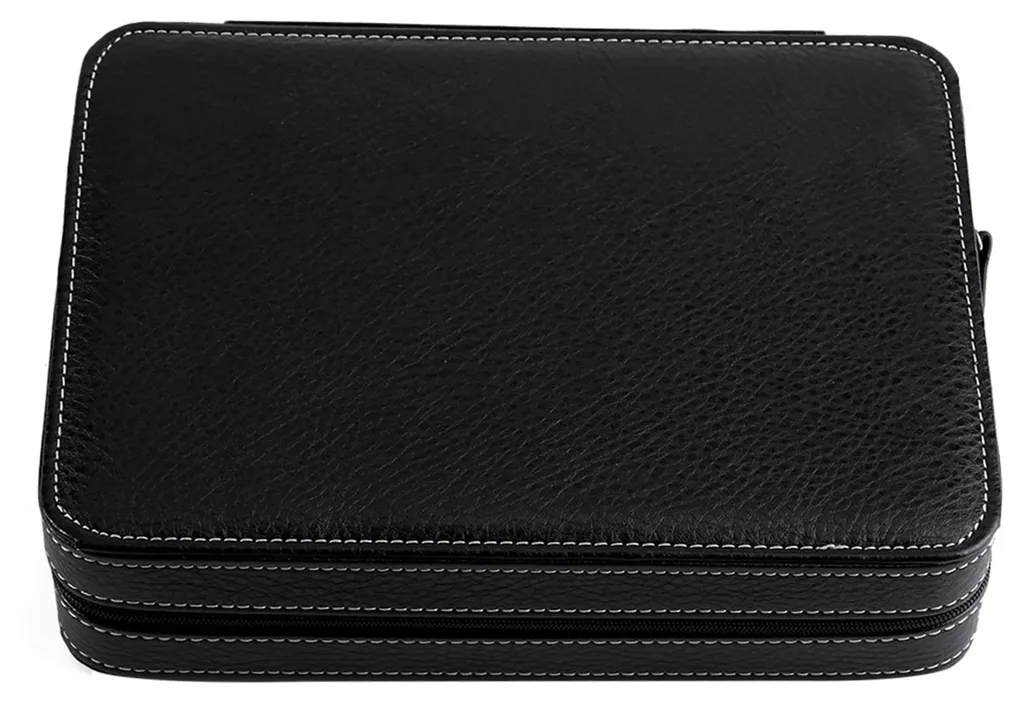 Rangement montres de sport et voyage noir avec intérieur doux velours