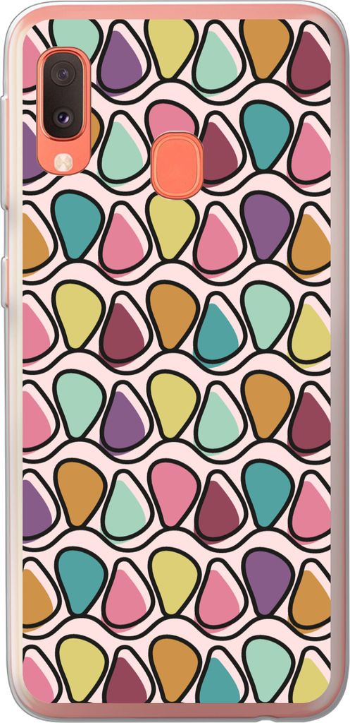 MuchoWow Handyhülle Schutzhülle Hülle für Telefoonhoesje Samsung Galaxy A20e Muster - Oval - Pastell Silikon Softcase Handy Hülle - Abdeckung