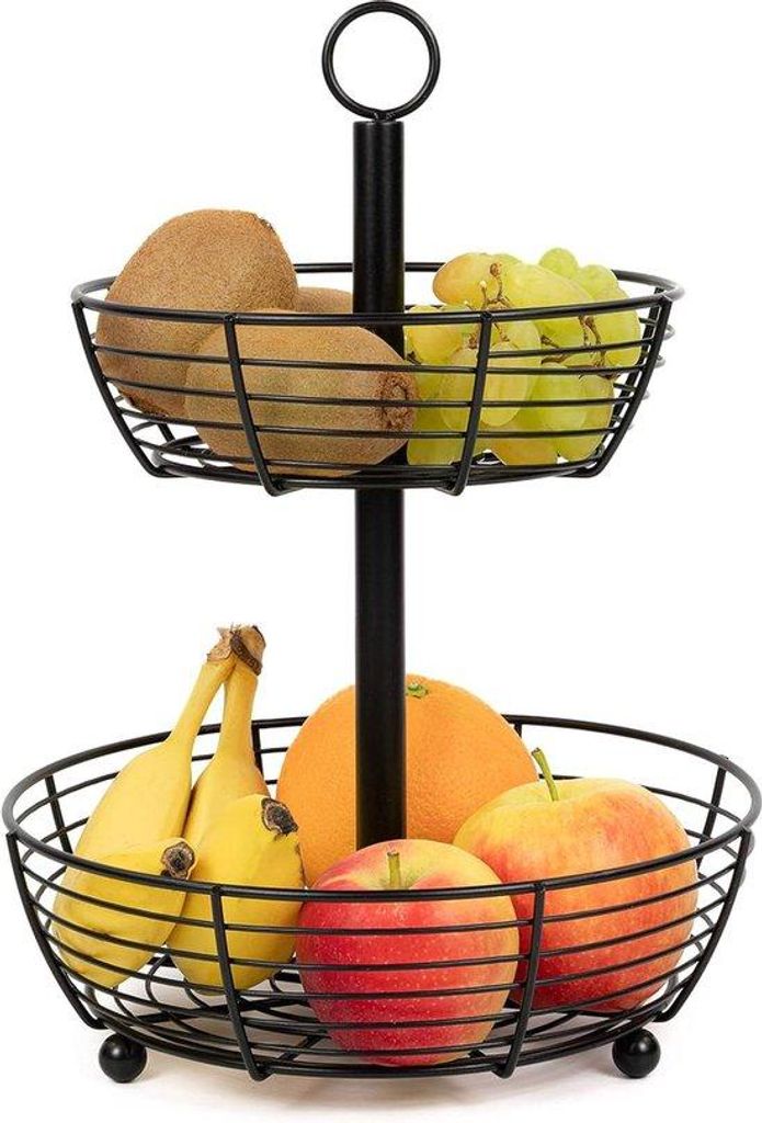 Stilvolles Obstwunder nowhere - Rundbrett für Obst mit zwei Etagen und Wandhalterung.