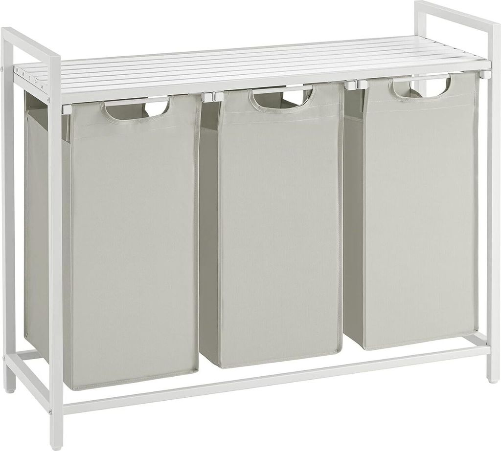 Koš na prádlo bílo-šedý 3 přihrádky x38L Obrázek produktu 10