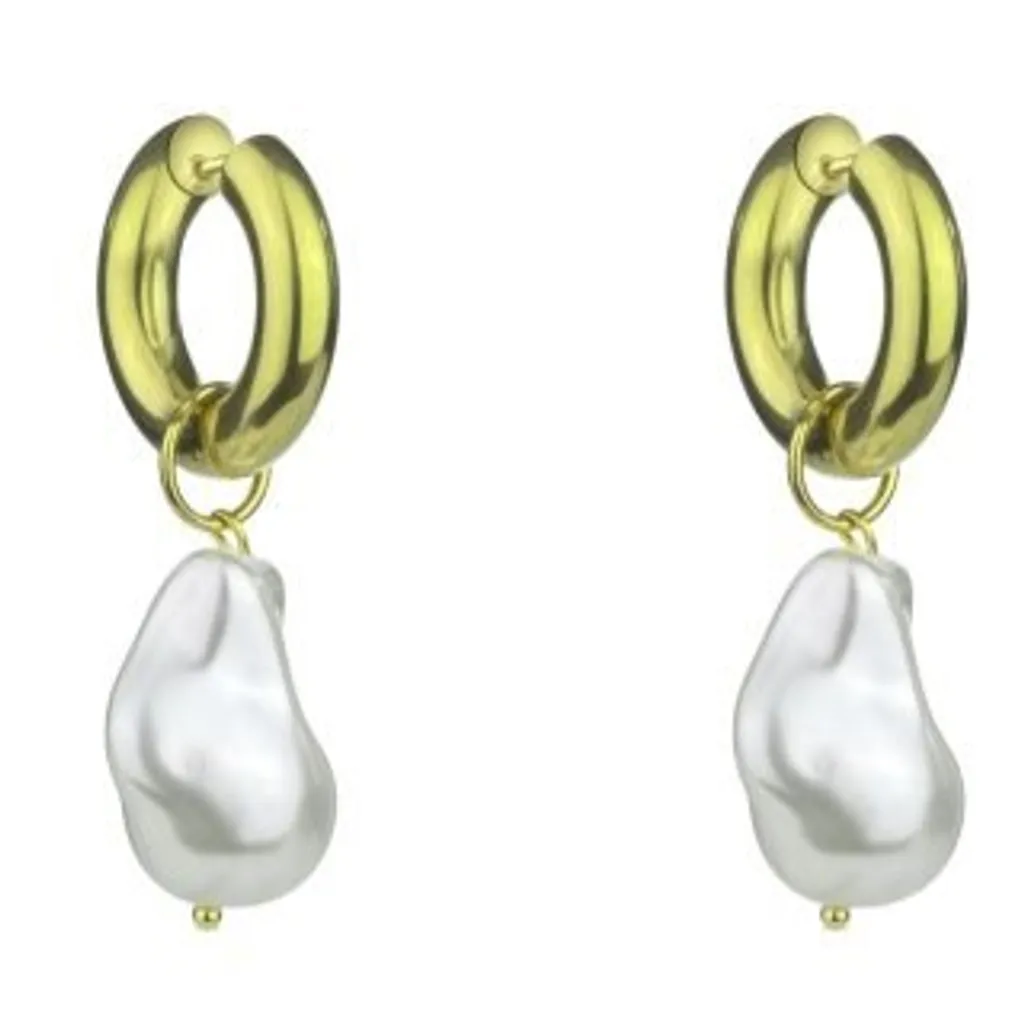 Pendantes d'oreilles perles et or 2-en-1 pour femme style minimaliste