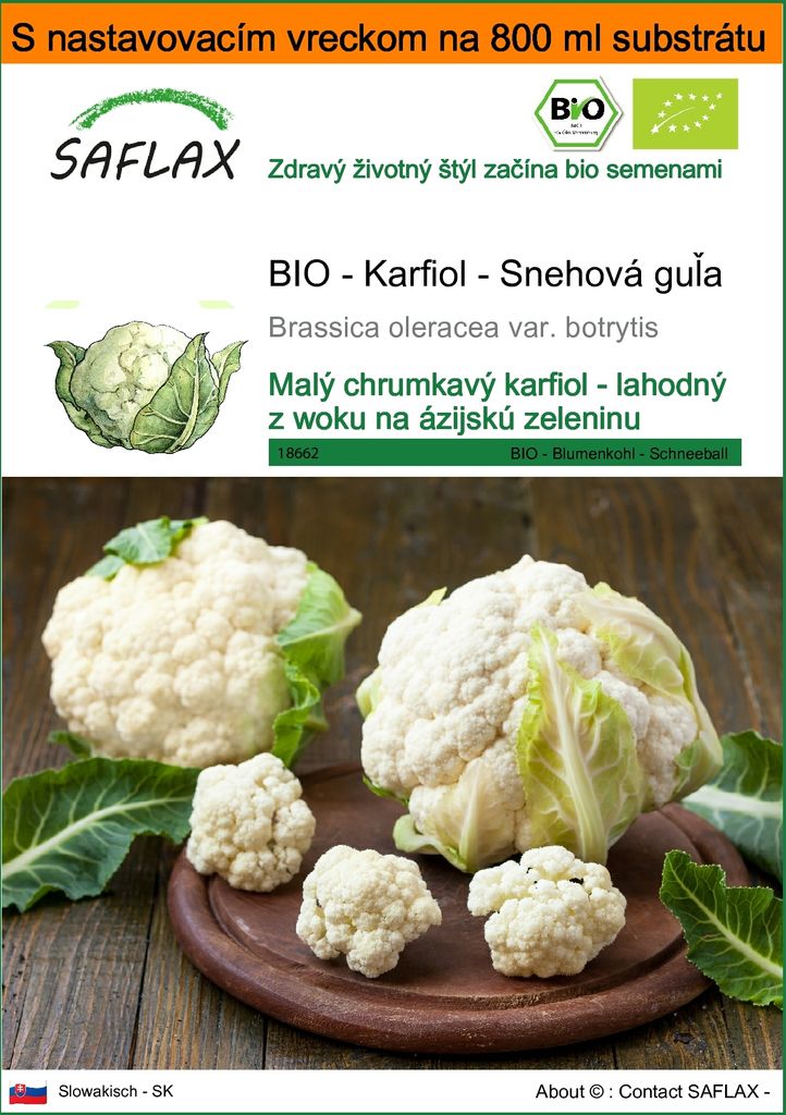 SAFLAX Garden in the bag - BIO - Karfiol - Snehová guľa - Obrázok produktu 