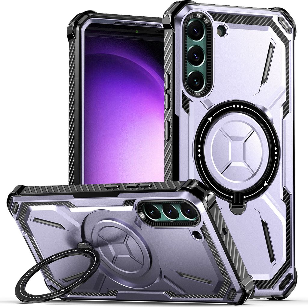 Schutzhülle für Samsung Galaxy S22 5G Magnetisches Kickstand Hülle, Kompatibel mit Magsafe Ladegerät Lila