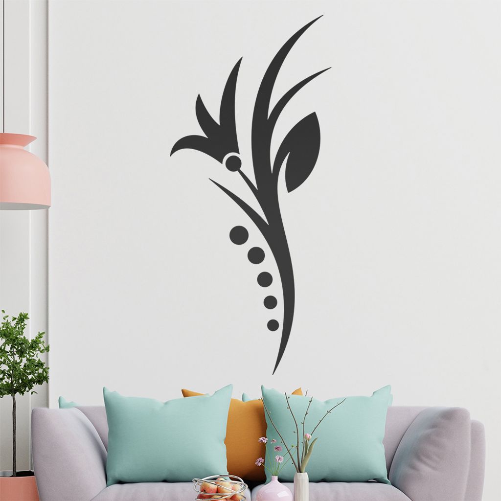 Blume - Linien Punkte Wandtattoo in 6 Größen - Wandaufkleber Wall Sticker - Dekoration, Küche, Wohnzimmer, Schlafzimmer, Badezimmer