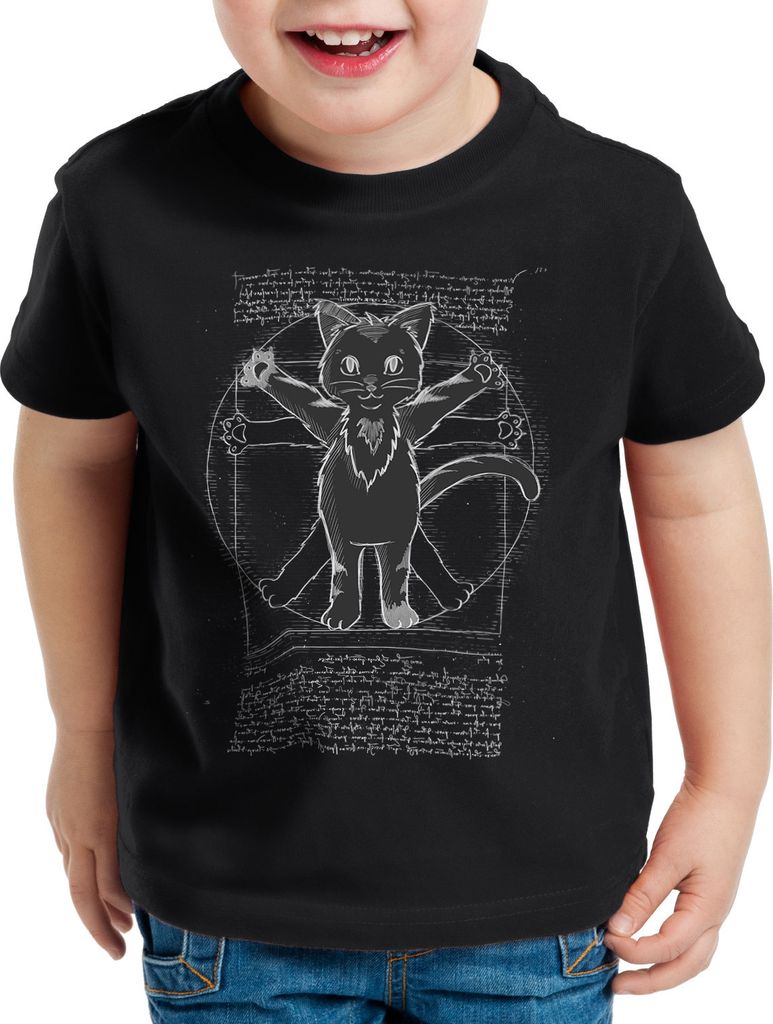 style3 Vitruvianische Katze Kinder T-Shirt kätzchen vinci tier