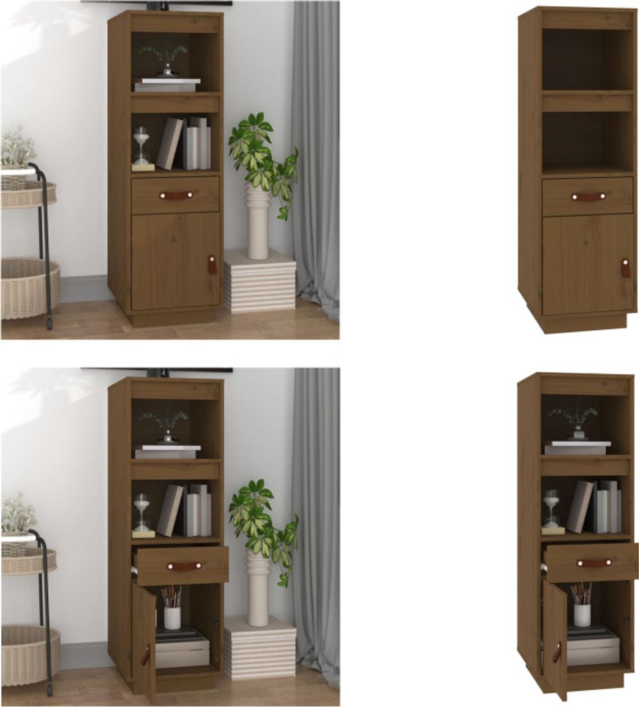 vidaXL Highboard Honigbraun 34x40x108,5 cm Massivholz Kiefer - Highboard - Highboards - Highboard Holz - Sideboard