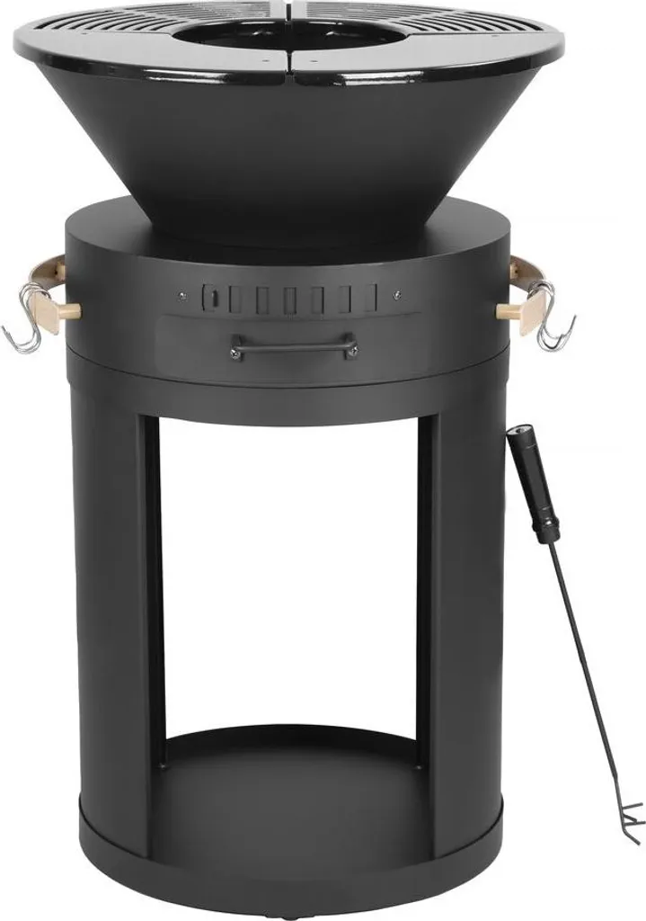 Barbecue Brasero Noir Design César 49x49 cm - Plaque de Cuisson Acier