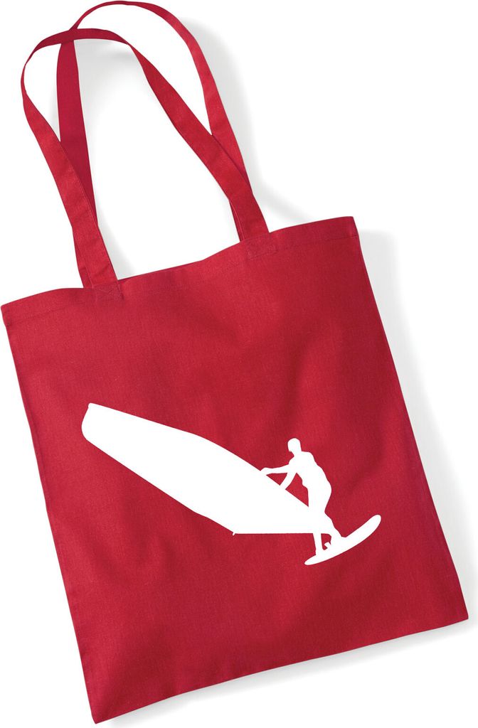 Huuraa Jutebeutel Windsurfen Silhouette 10 Liter Classic Red Baumwolle Tasche Geschenkidee
