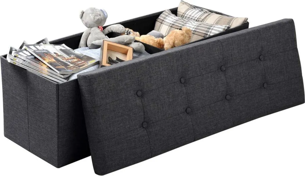 Gagnez de la Place avec ce Banc Coffre Gris 110cm en Linge Anti-Désordre