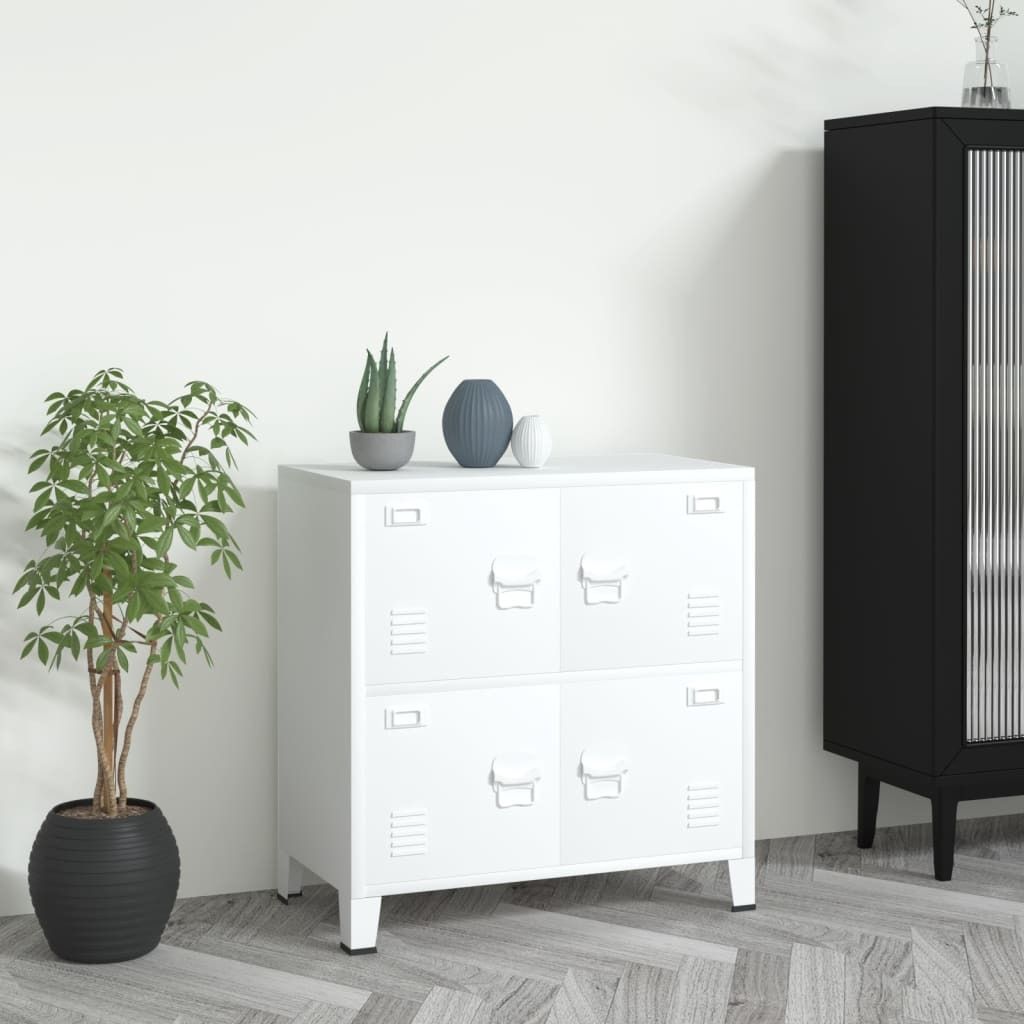 "Spring Sale"Aufbewahrungstruhe Industrial - modernes Design - Kommodenschrank - Weiß 75x40x80cm Stahl Promotion116265 - Sitztruhen