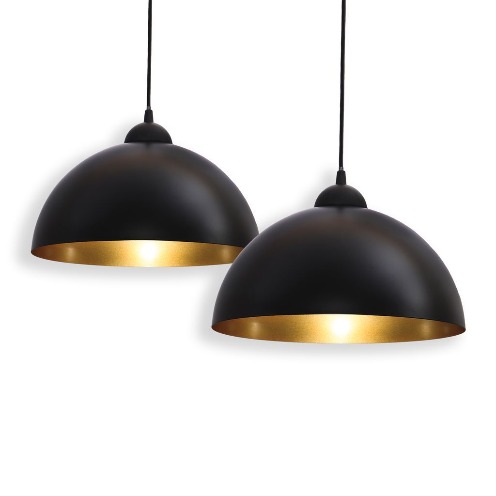 design pendelleuchte schwarz-gold hänge-leuchte küche decken-lampe
