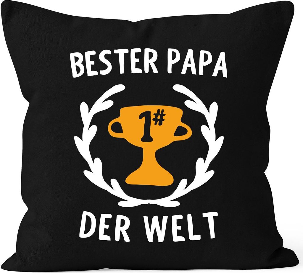 Kissen-Bezug Bester Papa der Welt #1 Vatertagsgeschenk Geschenk für Väter Moonworks schwarz unisize
