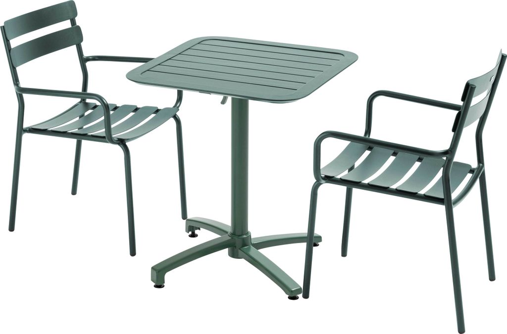 Kipptisch 70 x 70 cm und 2 dunkelgrüne Sessel - Oviala Almada