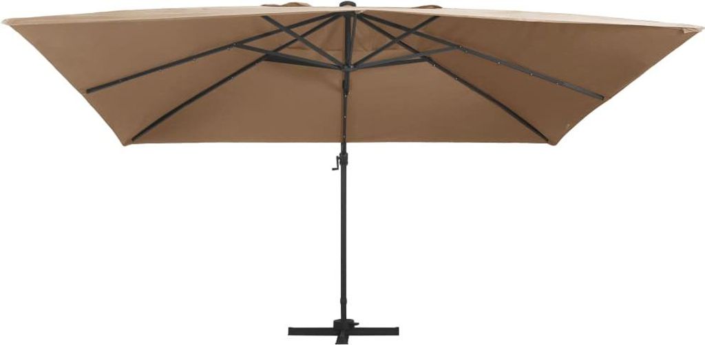 vidaXL Ampelschirm mit LED-Beleuchtung Alu-Mast 400x300 cm Taupe
