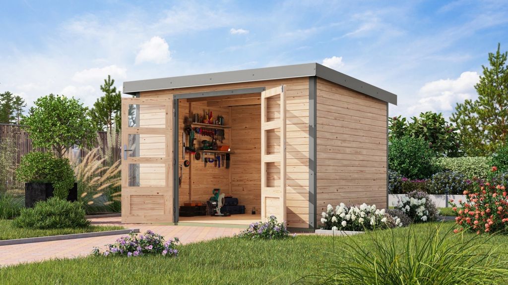Karibu Gartenhaus Hybridhaus Metall Jupiter 5 naturbelassen Produktbild 