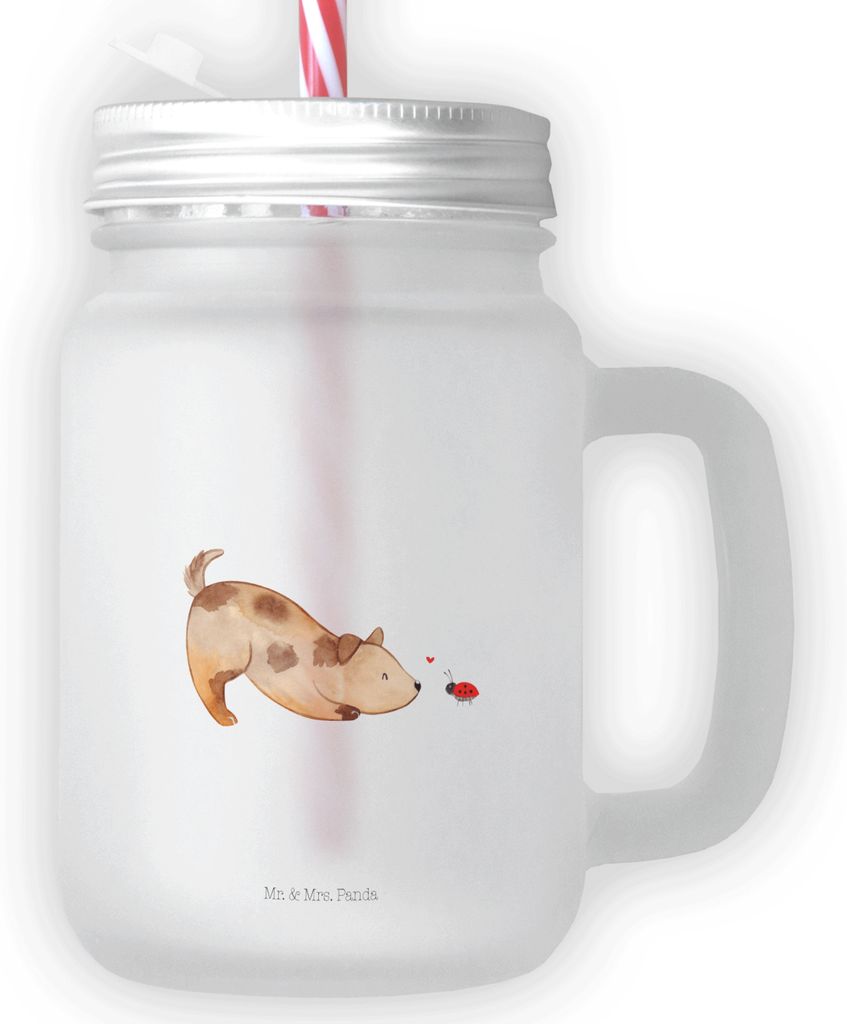 Mr. & Mrs. Panda Glas Hund Marienkäfer - Transparent - Geschenk, Sprüche, Cocktailglas, getränkebecher, Hunde, mit deckel, Mischlinghund, Trinkg...