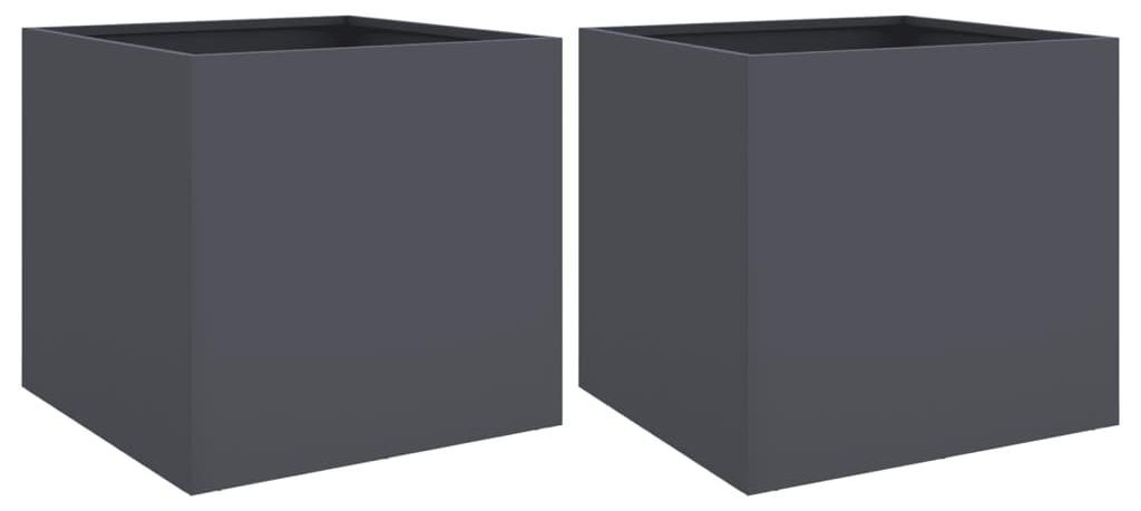 vidaXL Fioriera 2 pz. Antracite 49x47x46 cm Acciaio Immagine del prodotto 