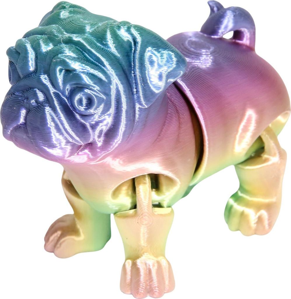 3D-gedrucktes Hundemodell, Sammlerstück, Zappelspielzeug, Welpenornament mit beweglichen Gelenken, flexibles Mopsspielzeug zum Stressabbau für de...