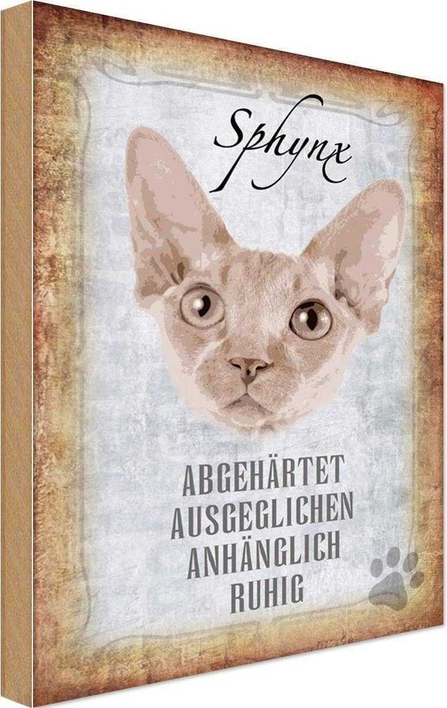 vianmo Holzschild 18x12 cm Sphynx Katze Tier Haustier
