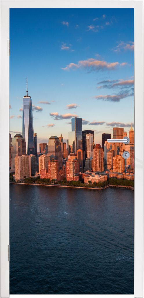 MuchoWow Türtapete Selbstklebende Türfolie New York - Skyline - Boot 95x235 cm Türposter Türaufkleber Klebefolie Türklebefolie - XXL-Poster ...