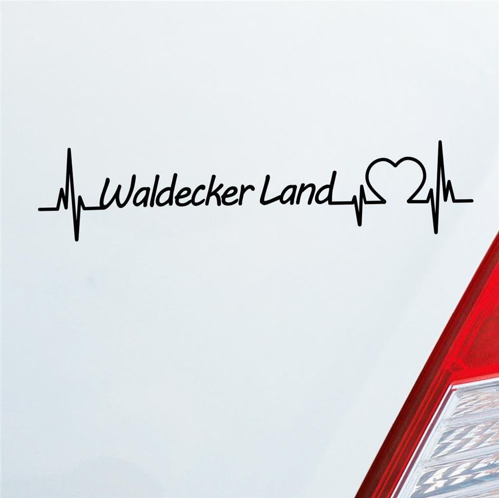 Auto Aufkleber Waldecker Land Puls Herzschlag mit Ferien Region Motiv 19x4 cm Schwarz Matt Sticker Heckscheibenaufkleber
