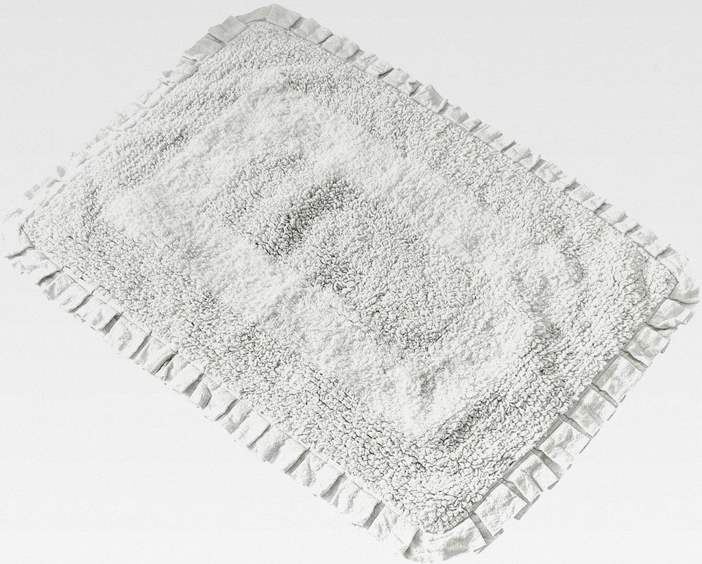 Badematte Jasmin, dekorative Rüschenborte, Romantik-Look, besonders weich, Badezimmerteppich, Badtextilien, Badvorleger, Baumwolle, weiß
